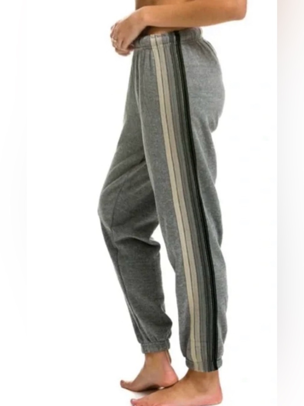 Aviator Nation 5-Stripe Joggers ~ Small ~ Heather Grey